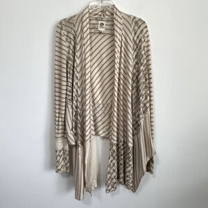 Tiny Anthropologie Crop Cardigan S‎ Mixed Media Waterfall Open Casual NO BELT